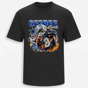 ceedee lamb dallas cowboys #88 fire graphic t shirt